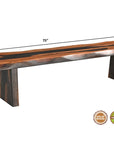 75" Brown Solid Wood Live Edge Dining Bench