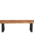 68" Brown and Black Solid Wood And Metal Live Edge Dining Bench