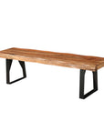 68" Brown and Black Solid Wood And Metal Live Edge Dining Bench