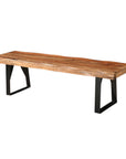 68" Brown and Black Solid Wood And Metal Live Edge Dining Bench