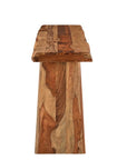 60" Brown Solid Wood Double Pedestal Live Edge Console Table
