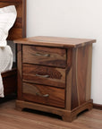 27" Brown Solid Wood Live Edge Three Drawer Nightstand