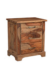 27" Brown Solid Wood Live Edge Three Drawer Nightstand