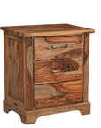 27" Brown Solid Wood Live Edge Three Drawer Nightstand