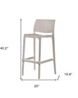 Set of Two 30" Taupe Faux Rattan Outdoor Bar Height Chairs