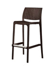 Set of Two 30" Brown Faux Rattan Heavy Duty Plastic Low Back Outdoor Bar Height Chairs
