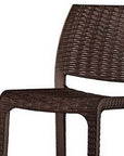 Set of Two 30" Brown Faux Rattan Heavy Duty Plastic Low Back Outdoor Bar Height Chairs