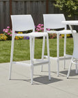Set of Two 30" Brown Faux Rattan Heavy Duty Plastic Low Back Outdoor Bar Height Chairs