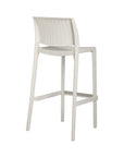 Set of Two 30" Brown Faux Rattan Heavy Duty Plastic Low Back Outdoor Bar Height Chairs