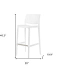 Set of Two 30" Brown Faux Rattan Heavy Duty Plastic Low Back Outdoor Bar Height Chairs