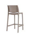 Set of Two 26" Taupe Faux Rattan Low Back Outdoor Counter Height Bar Chairs