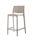 Set of Two 26" Taupe Faux Rattan Low Back Outdoor Counter Height Bar Chairs