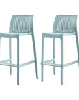 Set of Two 30" Baby Blue Heavy Duty Plastic Low Back Outdoor Bar Height Chairs