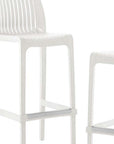 Set of Two 30" White Heavy Duty Plastic Low Back Outdoor Bar Height Chairs