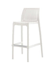 Set of Two 30" White Heavy Duty Plastic Low Back Outdoor Bar Height Chairs