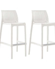 Set of Two 30" White Heavy Duty Plastic Low Back Outdoor Bar Height Chairs
