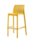 Set of Two 30" White Heavy Duty Plastic Low Back Outdoor Bar Height Chairs