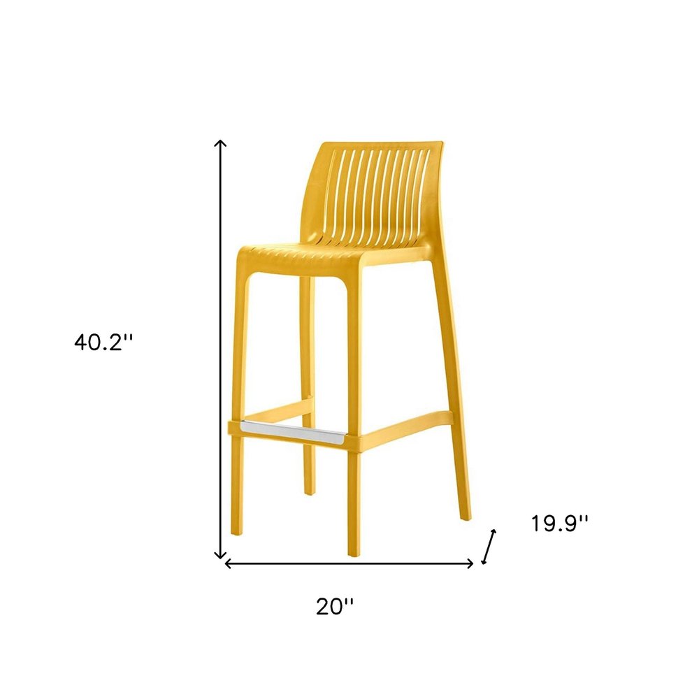 Set of Two 30" White Heavy Duty Plastic Low Back Outdoor Bar Height Chairs