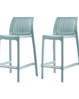 Set of Two 26" Baby Blue Heavy Duty Plastic Low Back Outdoor Counter Height Bar Chairs