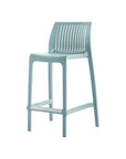Set of Two 26" Baby Blue Heavy Duty Plastic Low Back Outdoor Counter Height Bar Chairs