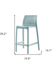 Set of Two 26" Baby Blue Heavy Duty Plastic Low Back Outdoor Counter Height Bar Chairs