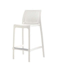 Set of Two 26" White Heavy Duty Plastic Low Back Outdoor Counter Height Bar Chairs