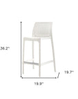 Set of Two 26" White Heavy Duty Plastic Low Back Outdoor Counter Height Bar Chairs