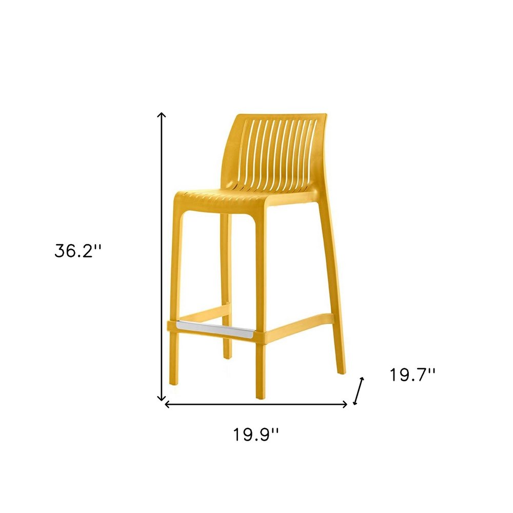 Set of Two 26" White Heavy Duty Plastic Low Back Outdoor Counter Height Bar Chairs