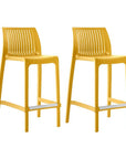 Set of Two 26" White Heavy Duty Plastic Low Back Outdoor Counter Height Bar Chairs