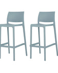 Set of Two 30" Baby Blue Heavy Duty Plastic Low Back Outdoor Bar Height Chairs