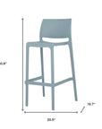 Set of Two 30" Baby Blue Heavy Duty Plastic Low Back Outdoor Bar Height Chairs