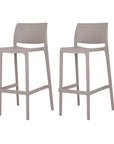 Set of Two 30" Taupe Heavy Duty Plastic Low Back Outdoor Bar Height Chairs