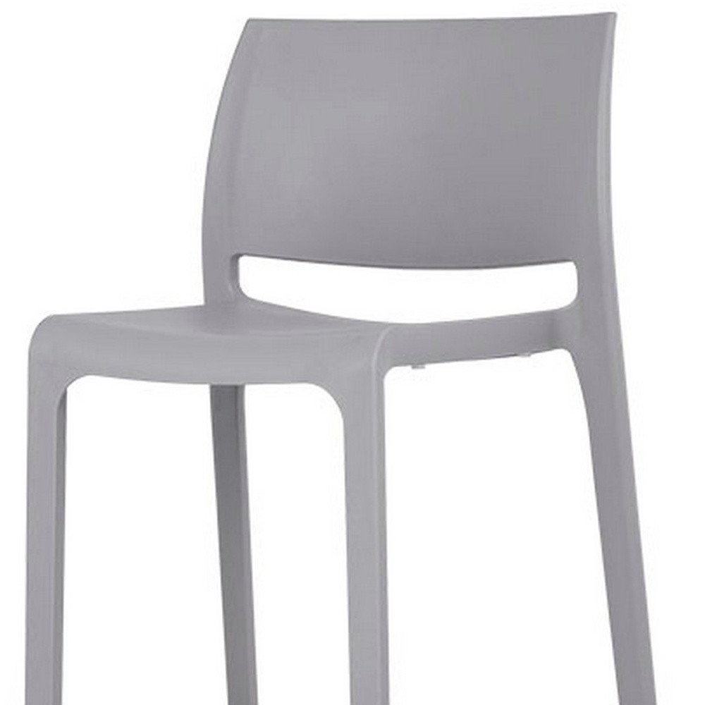 Set of Two 30" Taupe Heavy Duty Plastic Low Back Outdoor Bar Height Chairs