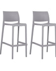 Set of Two 30" Taupe Heavy Duty Plastic Low Back Outdoor Bar Height Chairs