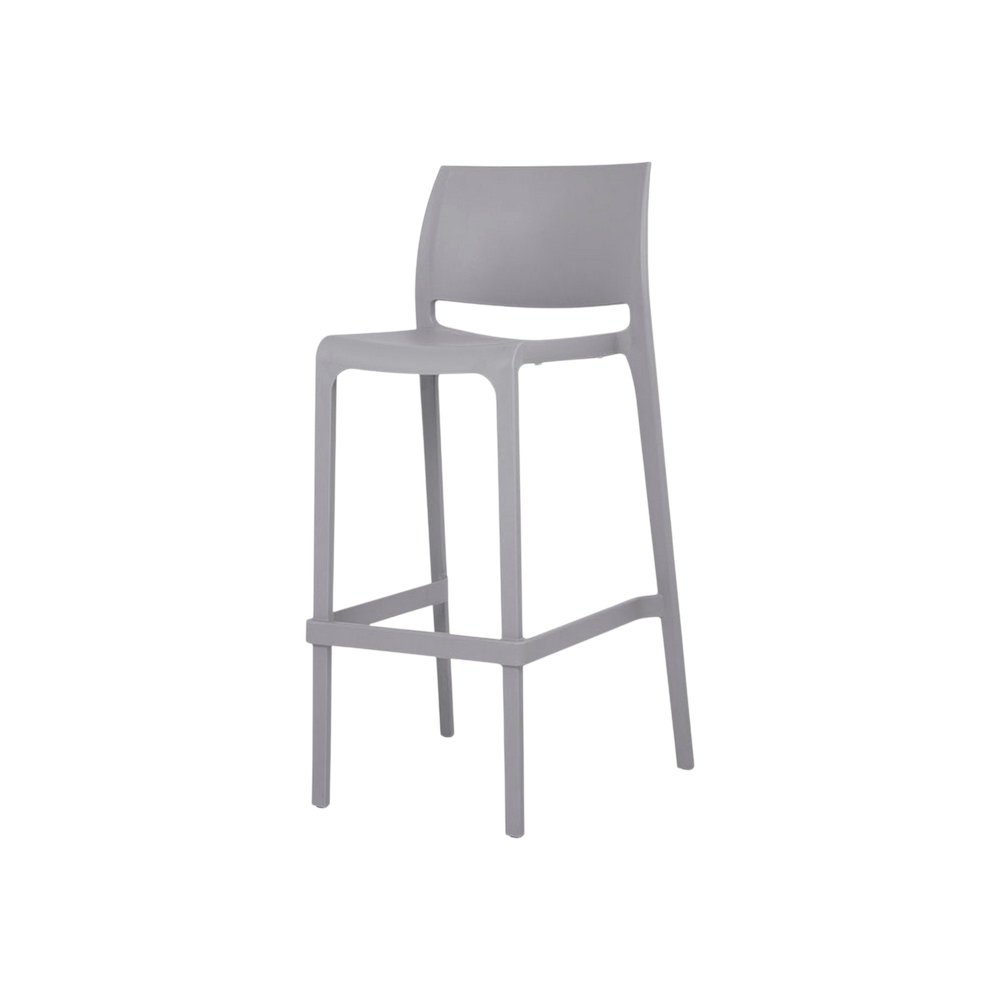 Set of Two 30" Taupe Heavy Duty Plastic Low Back Outdoor Bar Height Chairs