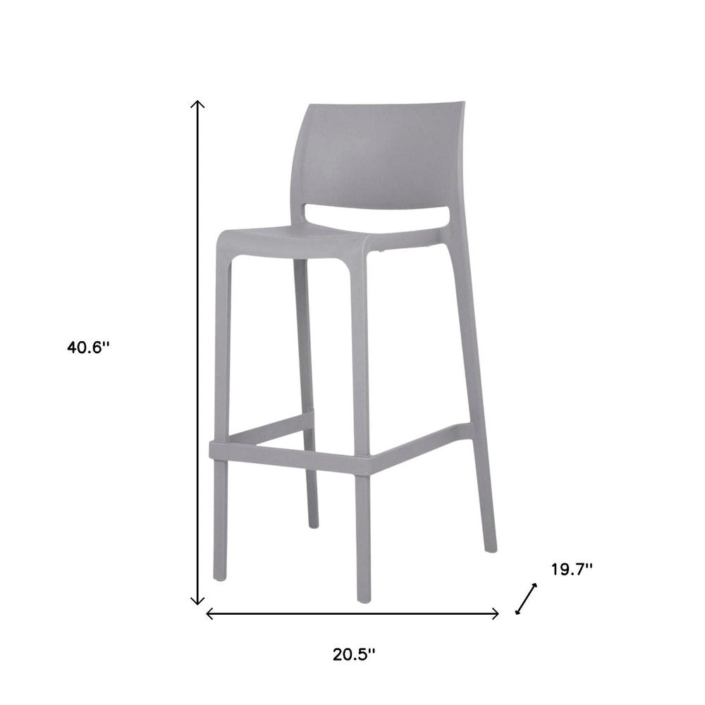 Set of Two 30" Taupe Heavy Duty Plastic Low Back Outdoor Bar Height Chairs