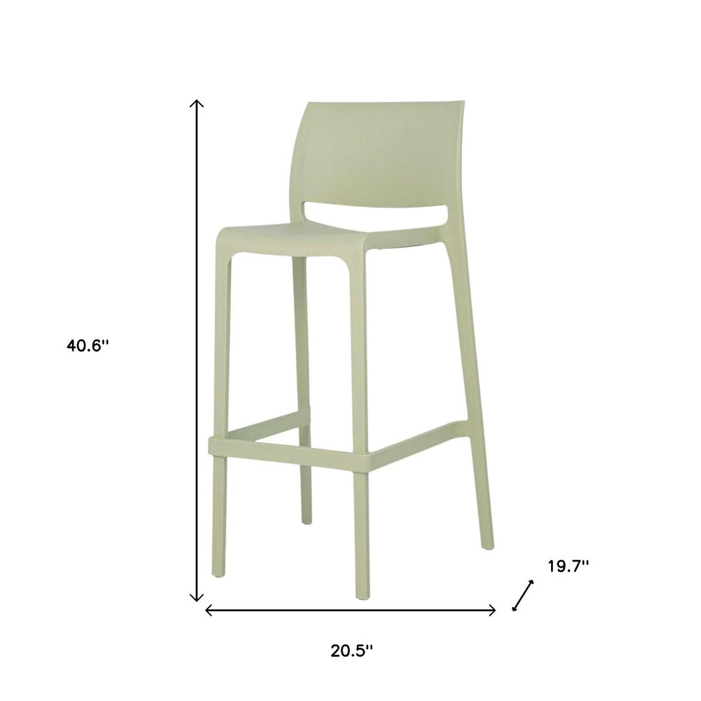 Set of Two 30" Taupe Heavy Duty Plastic Low Back Outdoor Bar Height Chairs