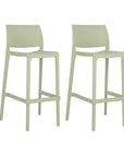 Set of Two 30" Taupe Heavy Duty Plastic Low Back Outdoor Bar Height Chairs