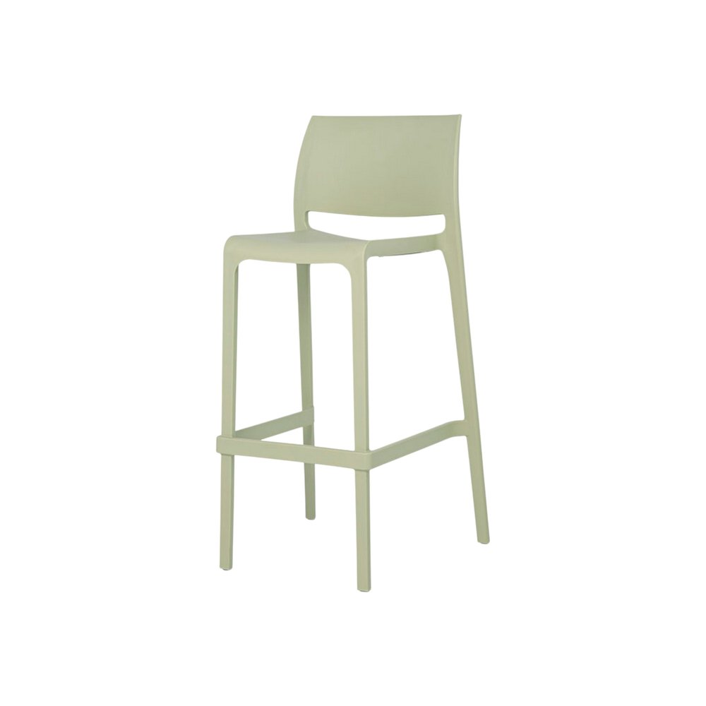 Set of Two 30" Taupe Heavy Duty Plastic Low Back Outdoor Bar Height Chairs