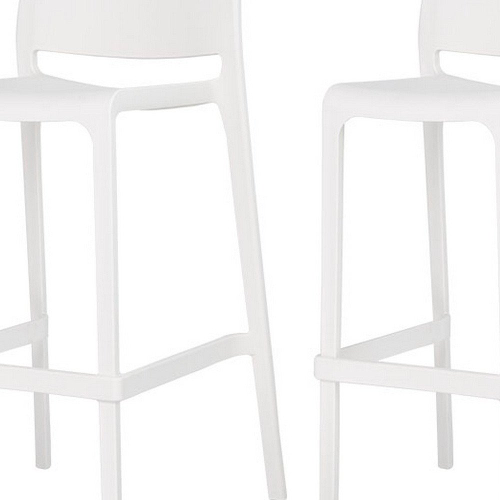 Set of Two 30" Taupe Heavy Duty Plastic Low Back Outdoor Bar Height Chairs