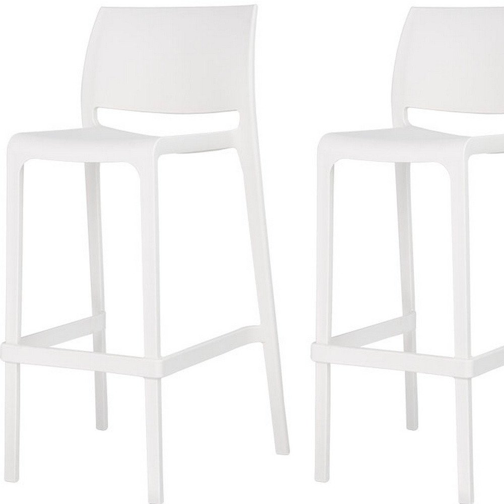 Set of Two 30" Taupe Heavy Duty Plastic Low Back Outdoor Bar Height Chairs