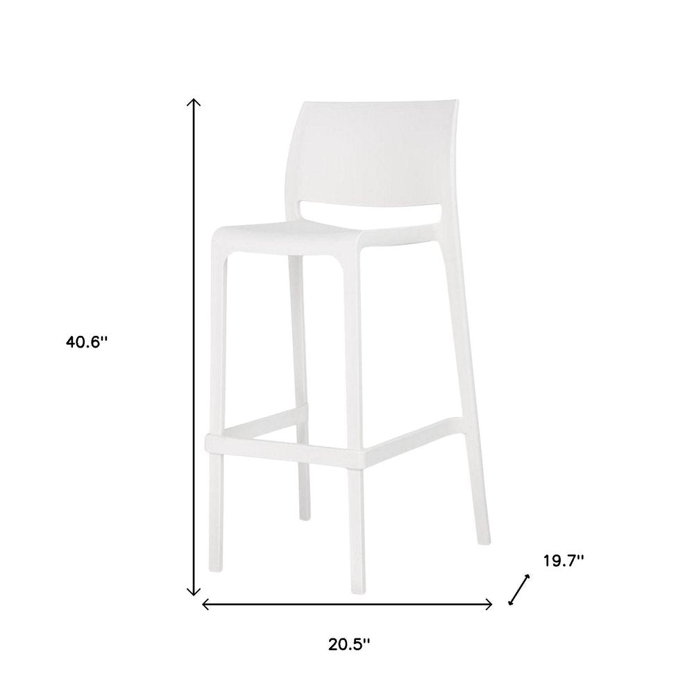 Set of Two 30" Taupe Heavy Duty Plastic Low Back Outdoor Bar Height Chairs
