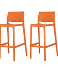 Set of Two 30" Taupe Heavy Duty Plastic Low Back Outdoor Bar Height Chairs