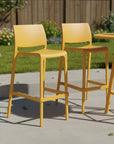 Set of Two 30" Taupe Heavy Duty Plastic Low Back Outdoor Bar Height Chairs
