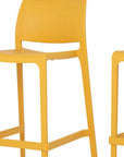 Set of Two 30" Taupe Heavy Duty Plastic Low Back Outdoor Bar Height Chairs
