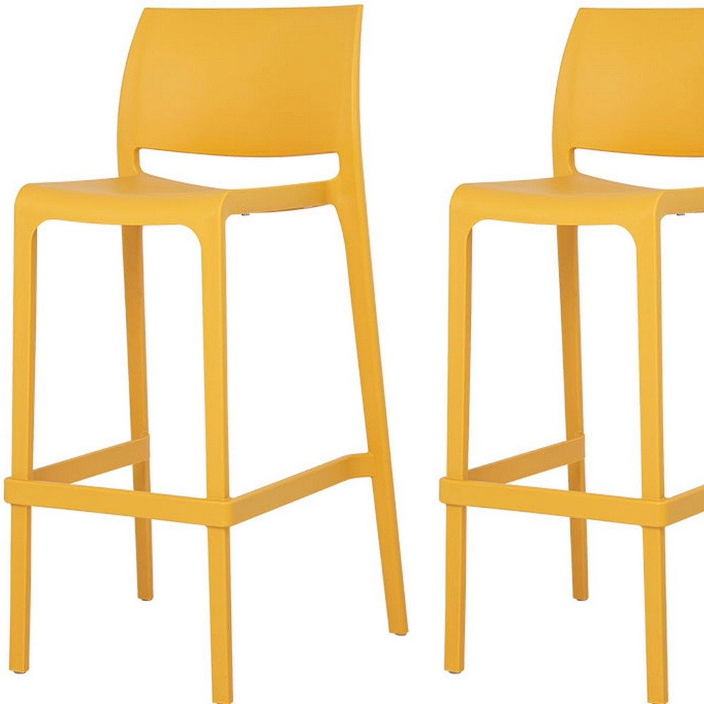 Set of Two 30" Taupe Heavy Duty Plastic Low Back Outdoor Bar Height Chairs