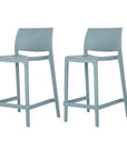 Set of Two 26" Baby Blue Heavy Duty Plastic Low Back Outdoor Counter Height Bar Chairs