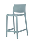 Set of Two 26" Baby Blue Heavy Duty Plastic Low Back Outdoor Counter Height Bar Chairs