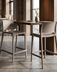 Set of Two 26" Taupe Heavy Duty Plastic Low Back Outdoor Counter Height Bar Chairs