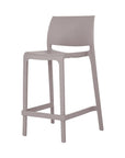 Set of Two 26" Taupe Heavy Duty Plastic Low Back Outdoor Counter Height Bar Chairs